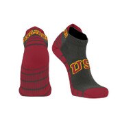 USC Trojans Cardinal and Dark Gray Tab Ankle Sock